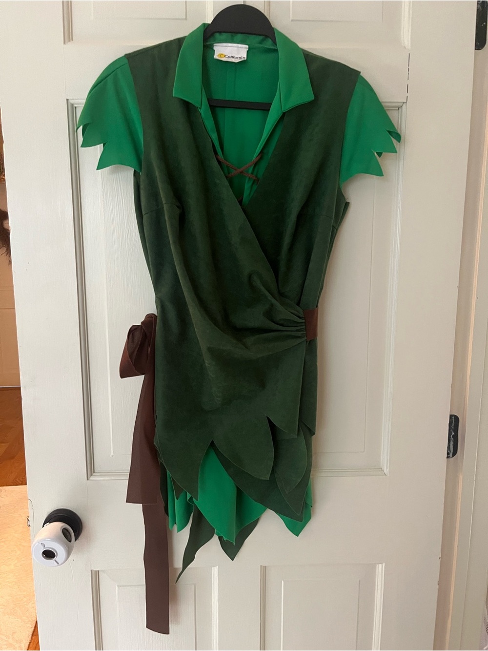 California Costumes Adult Green Layered Peter Pan Tunic with Brown Sash